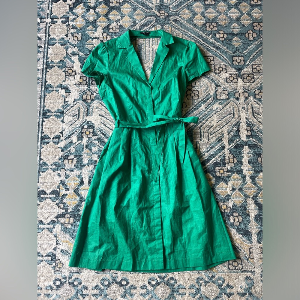EUC Theory Green Collared Shirt Dress Size 12